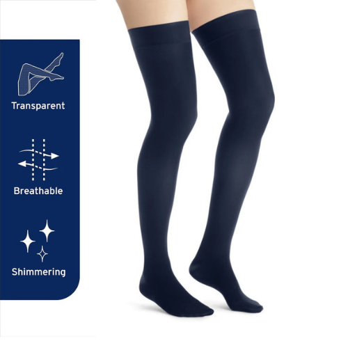 JOBST® UltraSheer Compression Stockings, 靜脈/水腫醫用壓力襪, 15-20 mmHg,BLACK, Thigh high(美國治療師推薦) (入門級黑色長筒款)