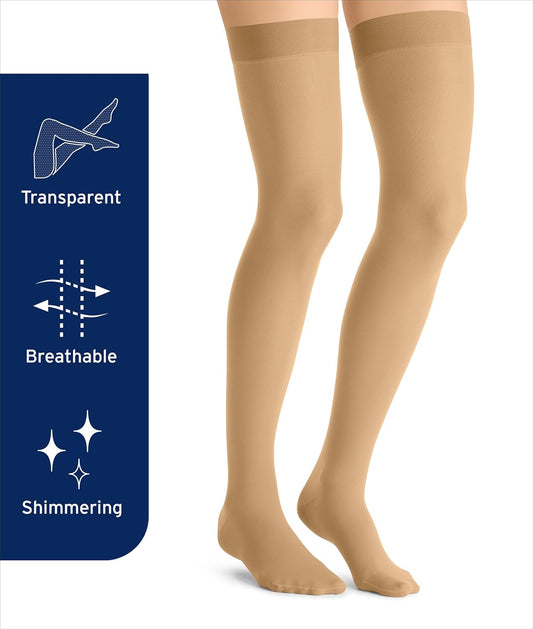 JOBST® UltraSheer Compression Stockings, 靜脈/水腫醫用壓力襪, 15-20 mmHg,NATURAL, Thigh high(美國治療師推薦) (入門級肉色長筒款)