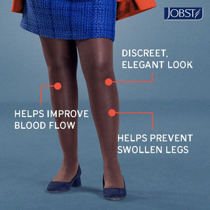 JOBST® UltraSheer Compression Stockings, 15-20 mmHg,BLACK, Thigh high