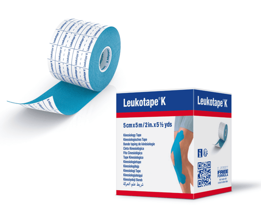 Leukotape® K 彈性運動肌能貼布, 紓緩疼痛, 5cm X 5m, 淺藍色 (7297824)