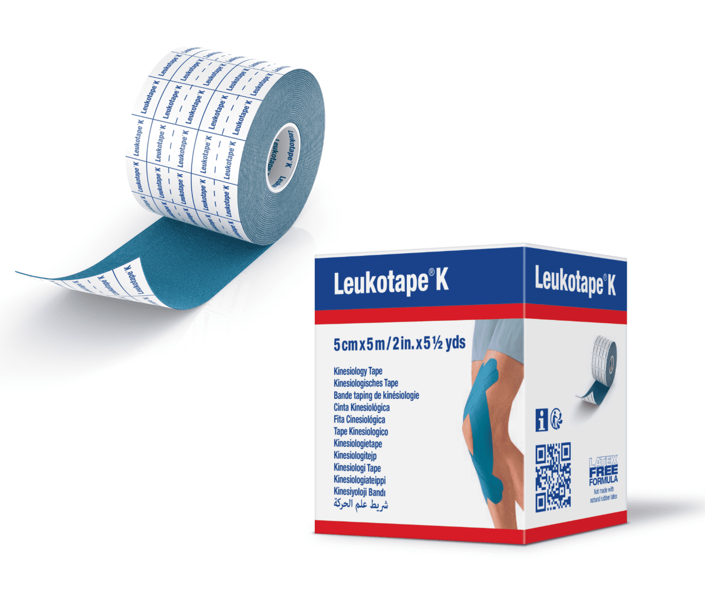 Leukotape® K 彈性運動肌能貼布, 紓緩疼痛, 5cm X 5m, 藍色 (7297821)